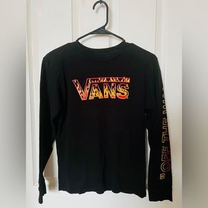 Black vans T-shirt with fire flames on front for boys